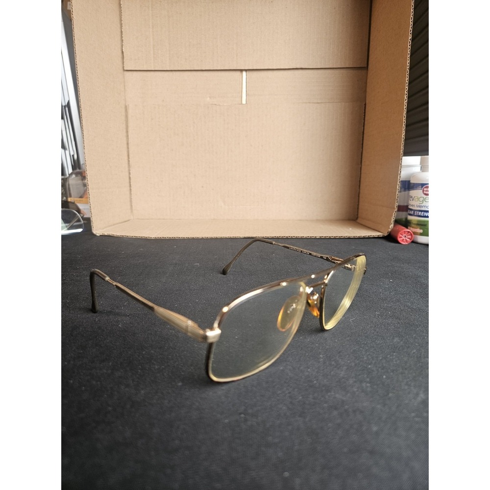 Luxottica Carlos Vintage Eyeglasses 56-16-140 Gold Tortoise Aviator Frame Italy